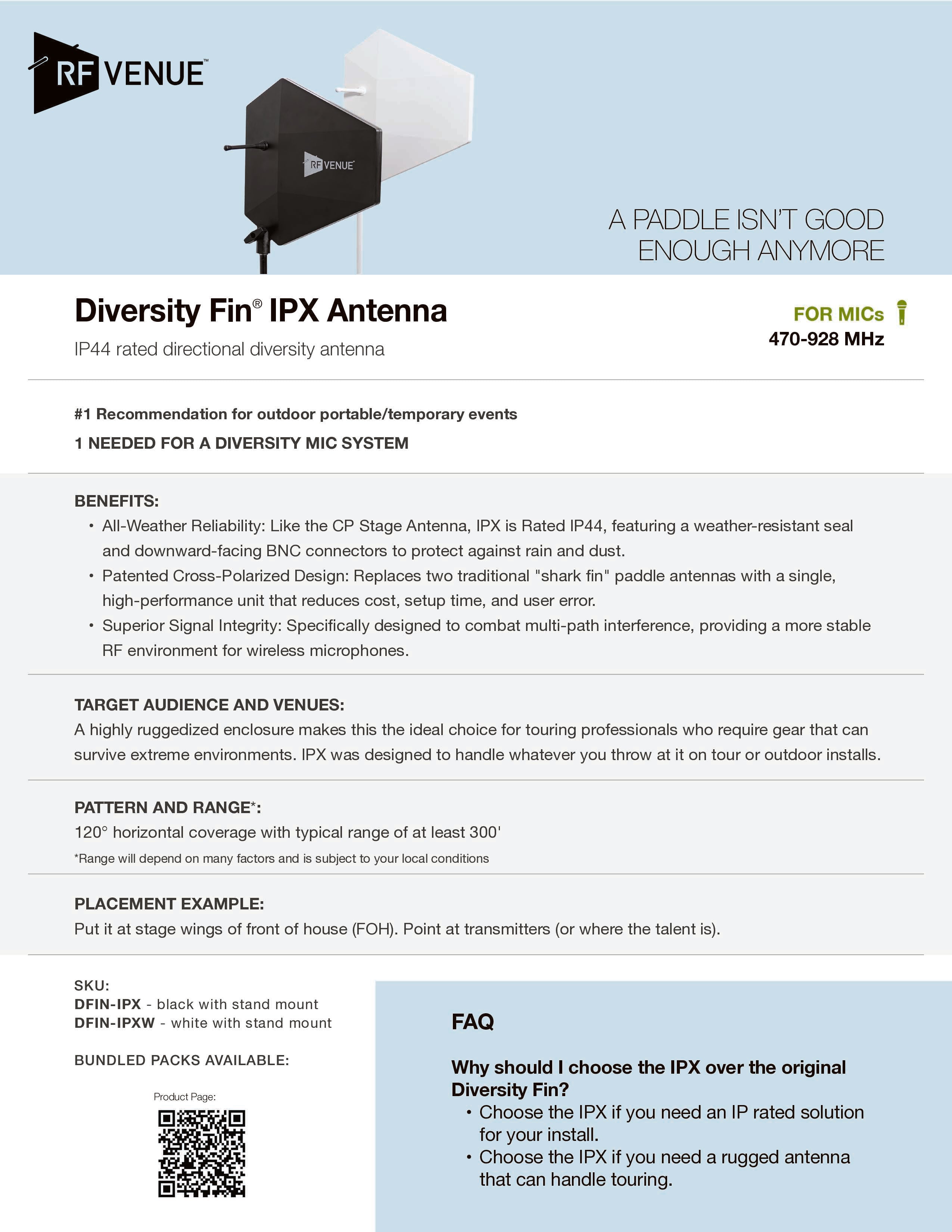 5 Channel Wireless Microphone Upgrade Pack with Diversity Fin® IPX Antenna