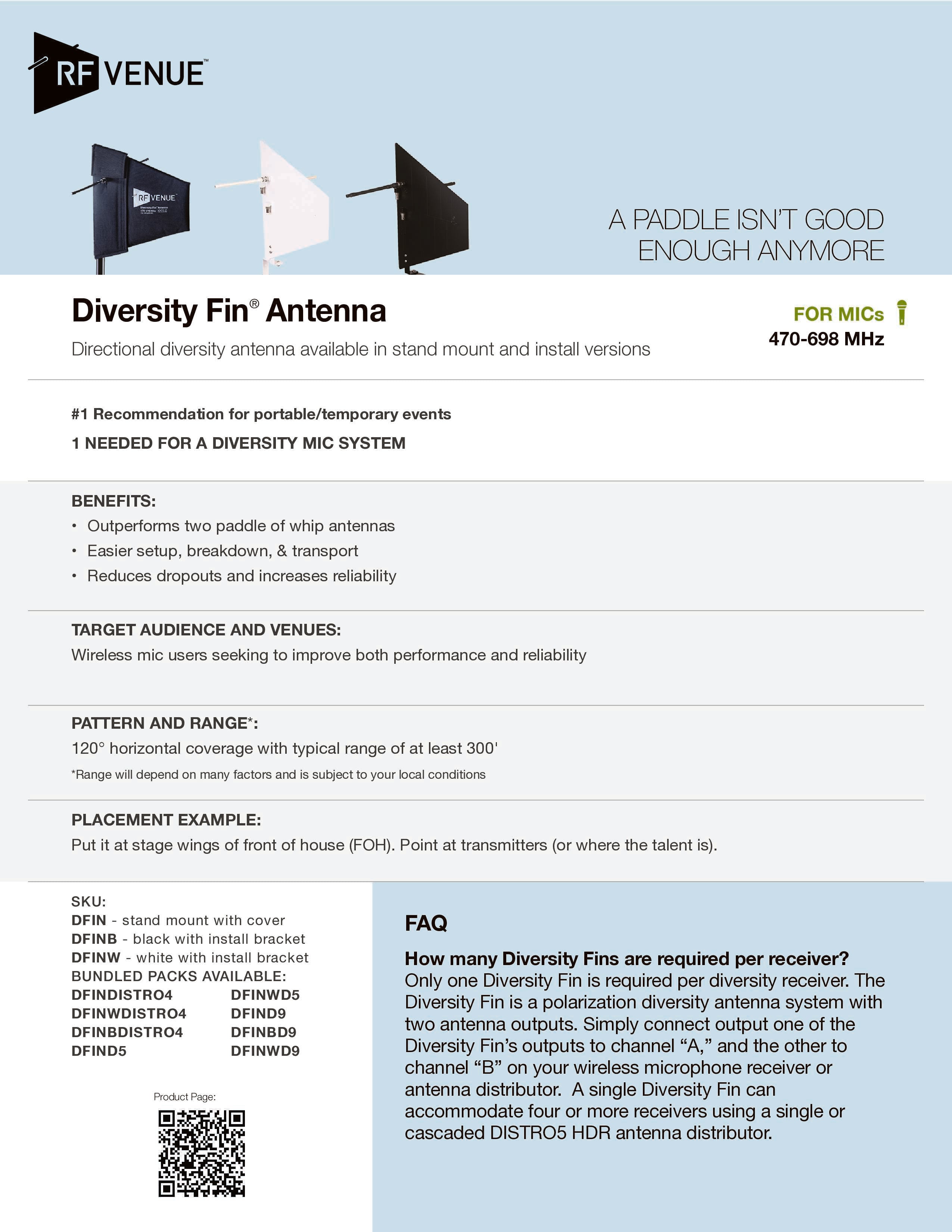 Diversity Fin Antenna, Standmount with Cover