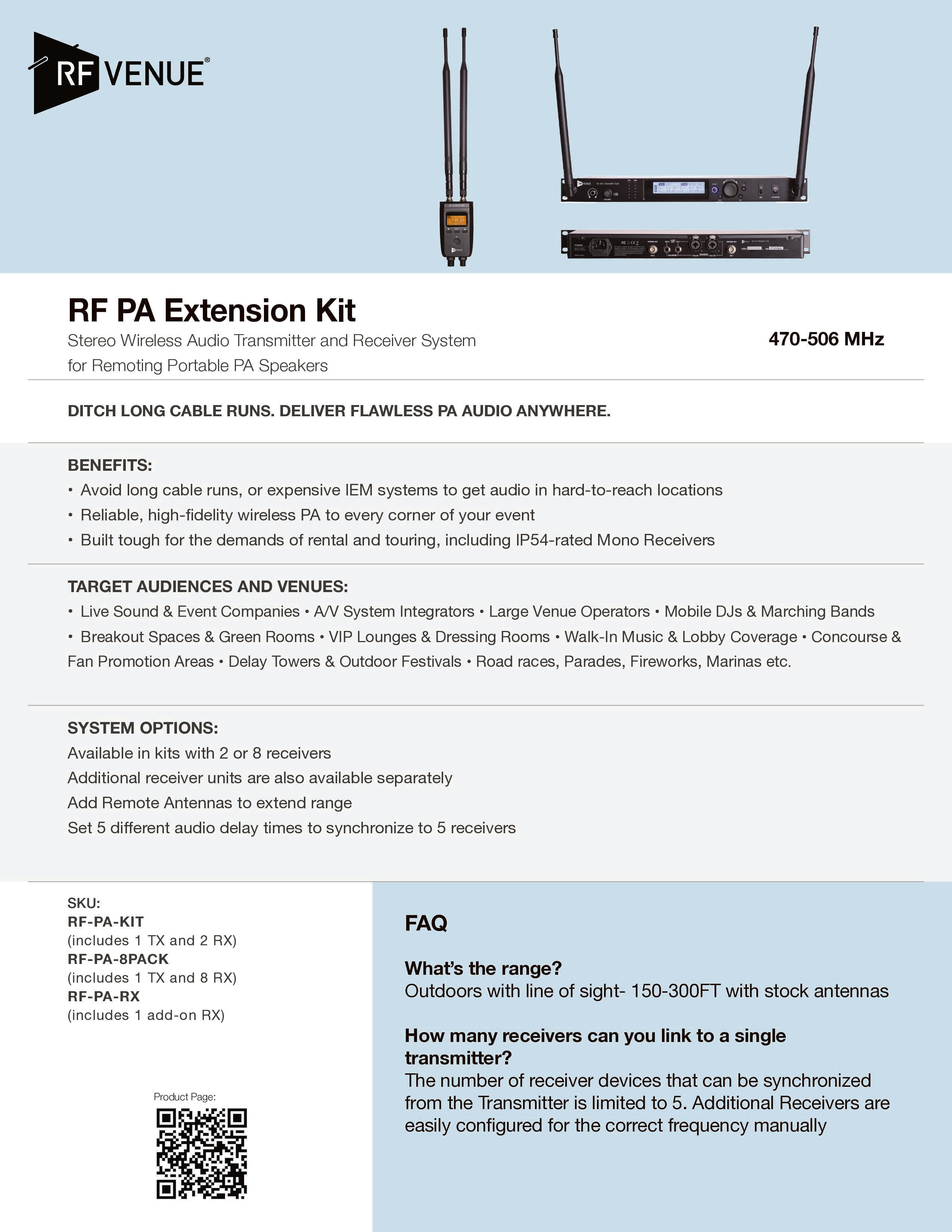 PA Receiver with Built-in Delay (470-506 MHz)