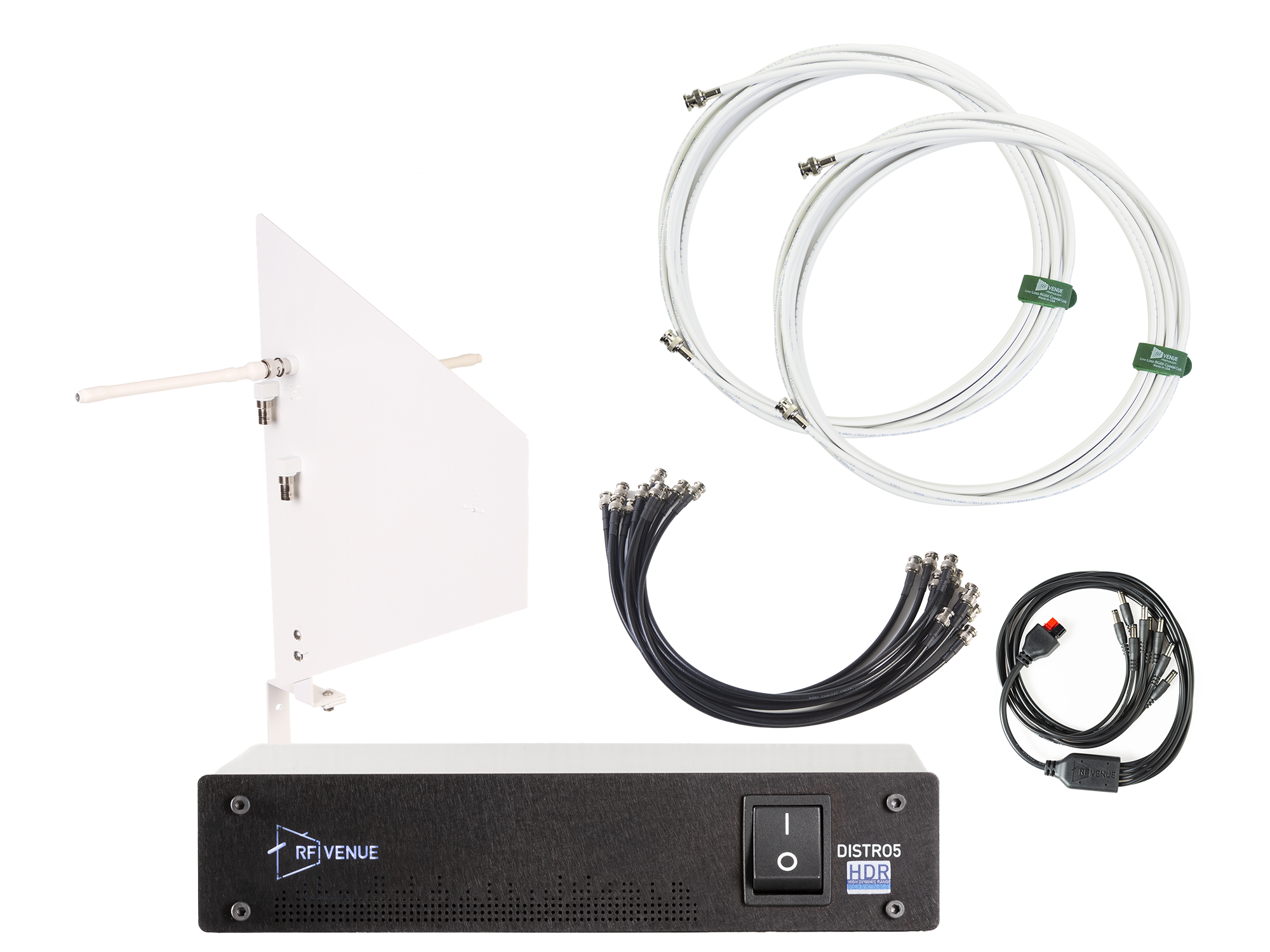 RF Venue 5 Channel Wireless Mic Pack, DFIN Wall-Mount Antenna, White