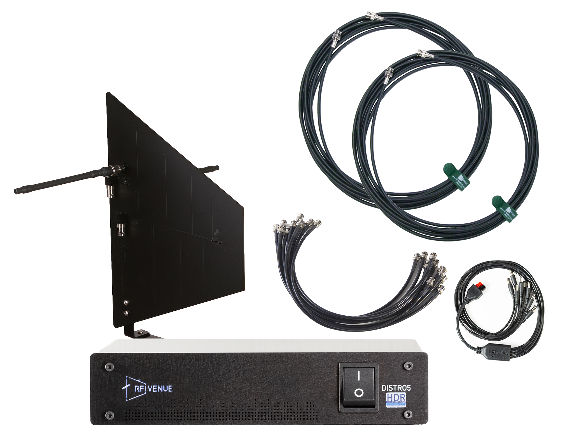 RF Venue 5 Channel Wireless Mic Pack, DFIN Wall-Mount Antenna, Black