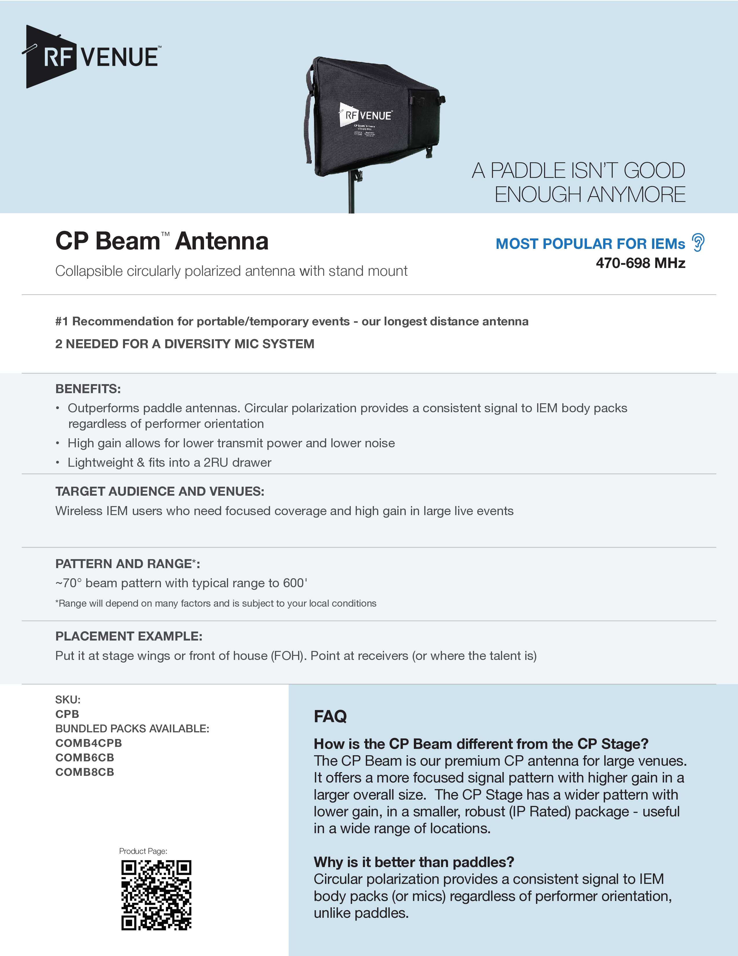 4 Channel In-Ear Monitor Upgrade Pack with CP Beam Antenna