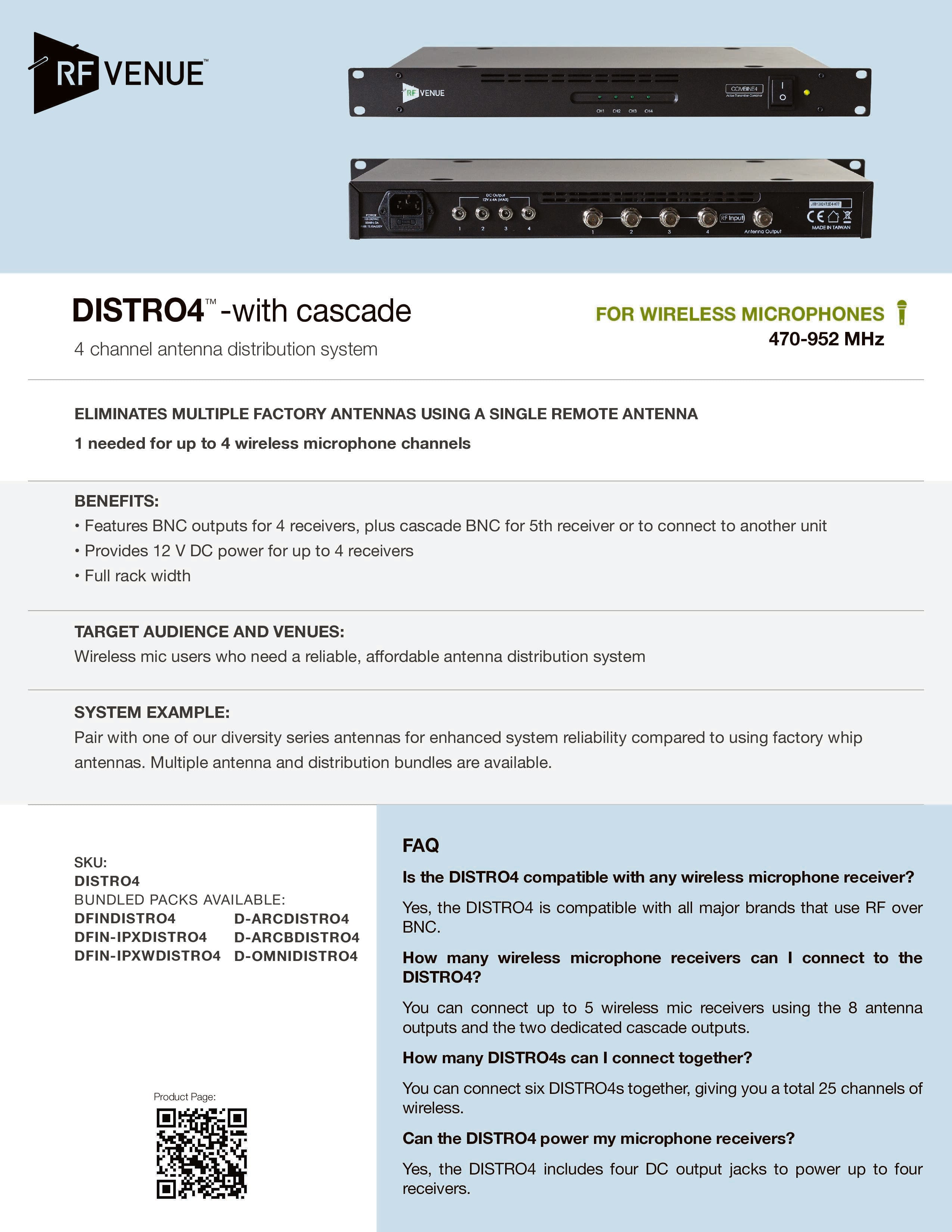 4 Channel Wireless Microphone Upgrade Pack with Diversity Fin® IPX Antenna
